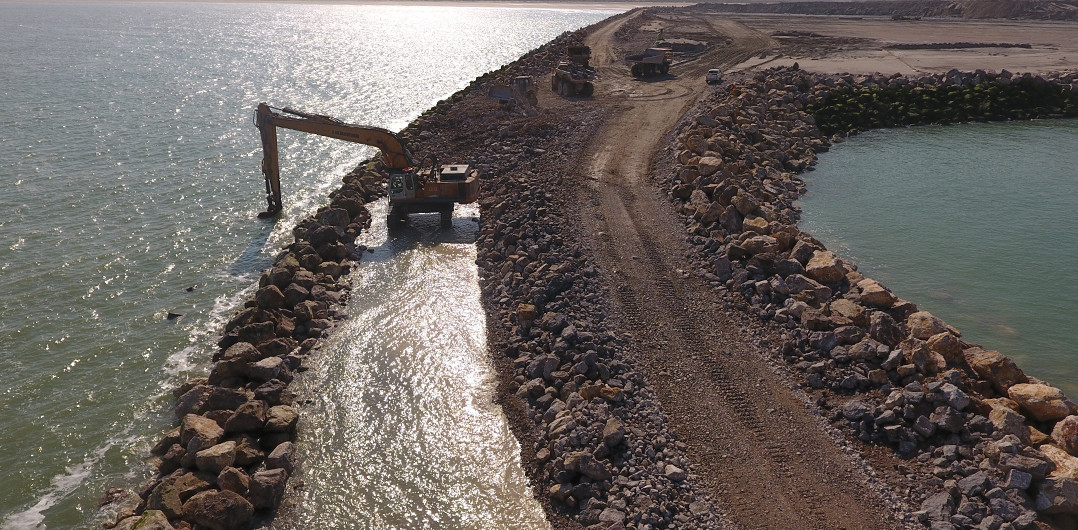 Works on section 3 of the breakwater